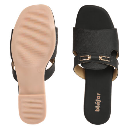 Black Blafar Elegant Comfort Flat Sandals