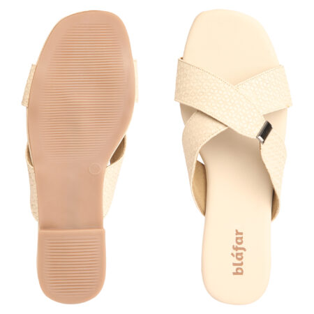 Beige Blafar Cross Comfort Flat Sandals