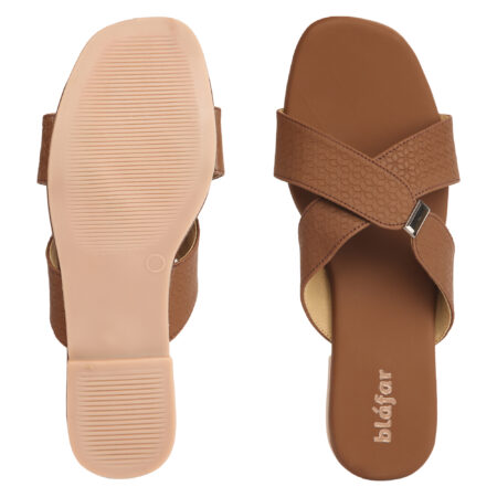 Brown Blafar Cross Comfort Flat Sandals