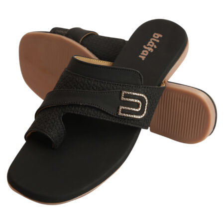 Black Blafar Spark Toe Ring Comfort Flat Sandals