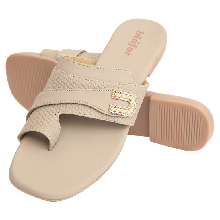 Beige Blafar Spark Toe Ring Comfort Flat Sandals