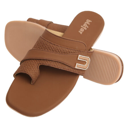 Brown Blafar Spark Toe Ring Comfort Flat Sandals