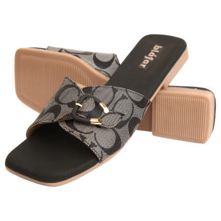 Black Blafar Luxe Buckle Comfort Flat Sandals