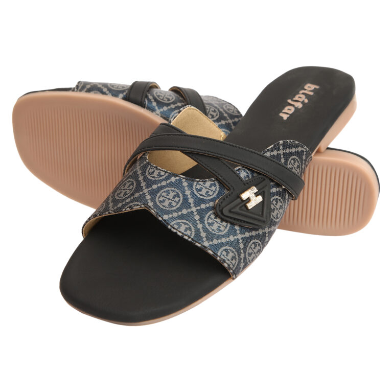 Black Blafar Signature Monogram Comfort Flat Sandals
