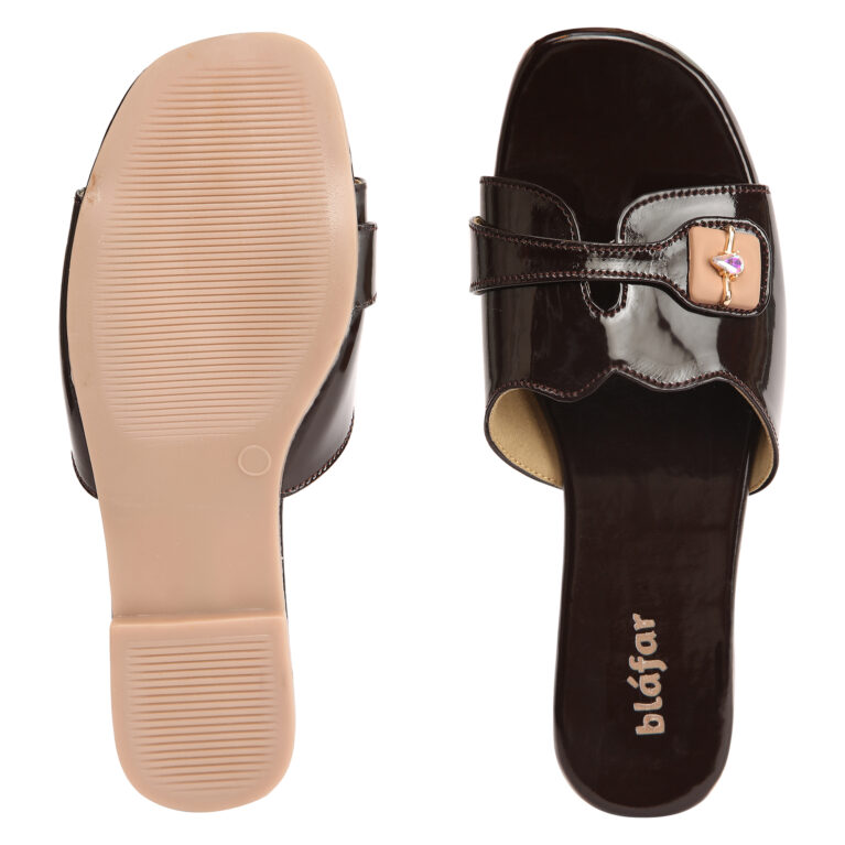 Black Blafar Elegance Buckle Comfort Flat Sandals