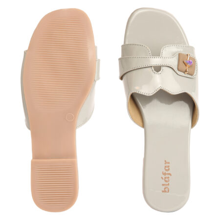 Grey Blafar Elegance Buckle Comfort Flat Sandals