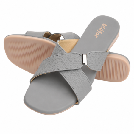 Grey Blafar Cross Comfort Flat Sandals